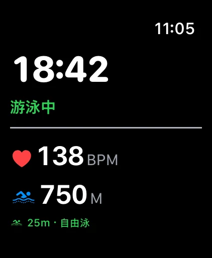 Go Swimming Apple Watch 实时训练界面